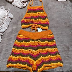NWT Crochet Two Piece Set